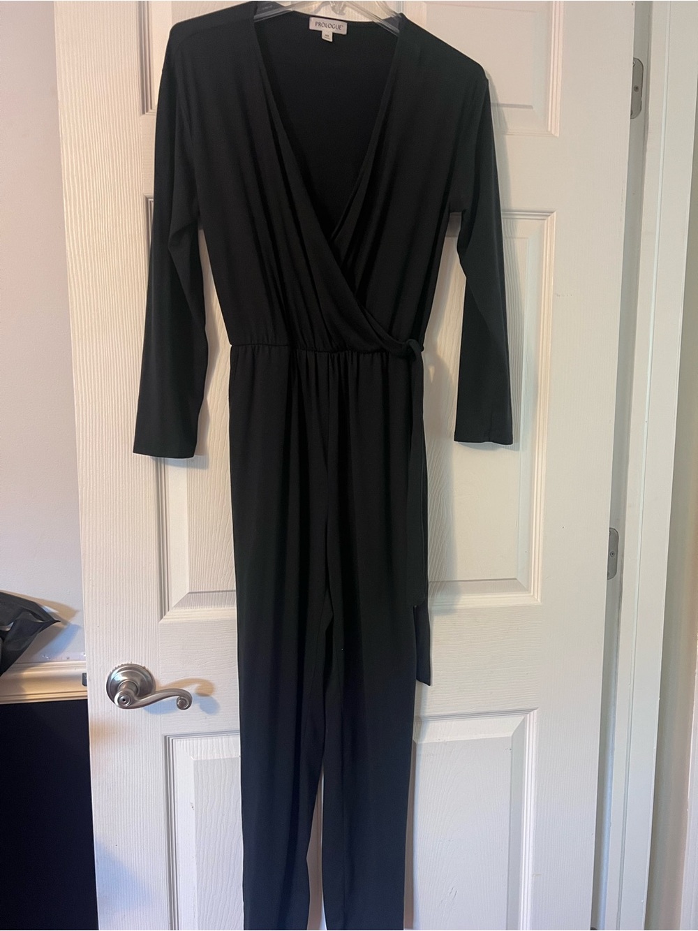 Prologue Black Long-Sleeve Wrap Jumpsuit